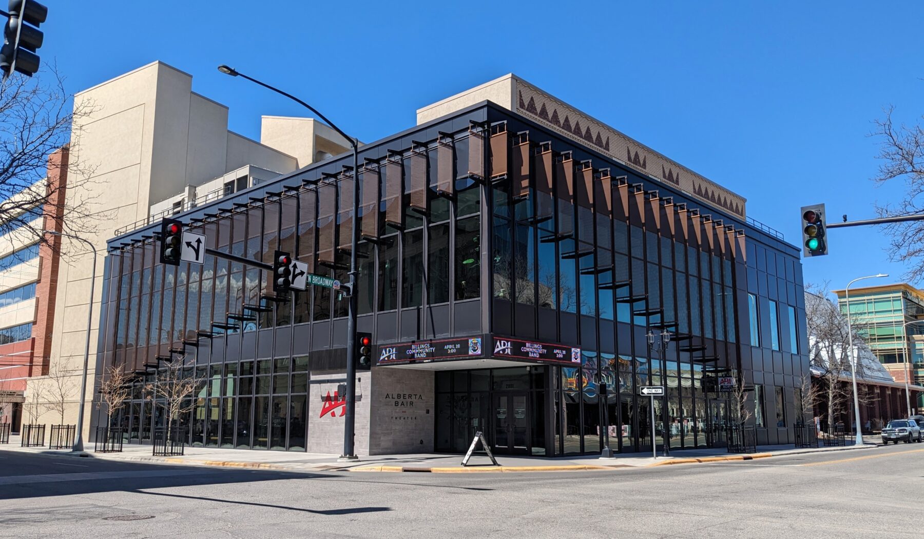 Front exterior of Alberta Bair Theater in downtown Billings.